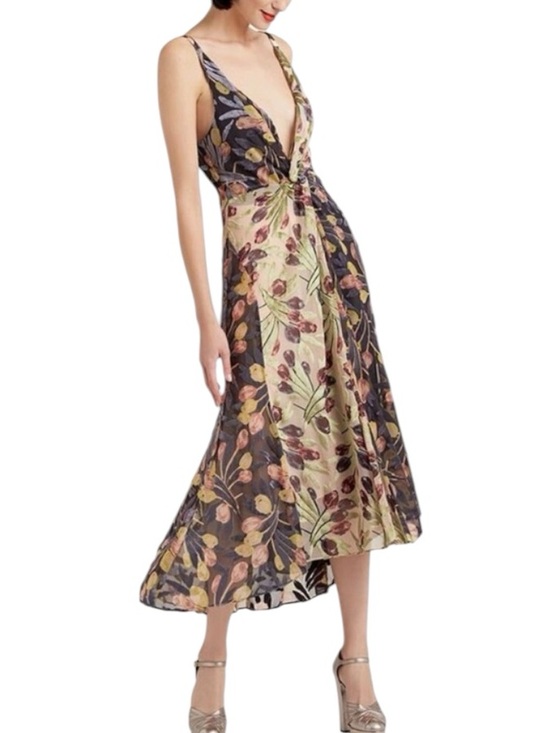 cinq a sept Dresses & Skirts - Cinq à Sept Carolee Midi Dress Mixed Floral Twist Front Burnout Size 8 EUC